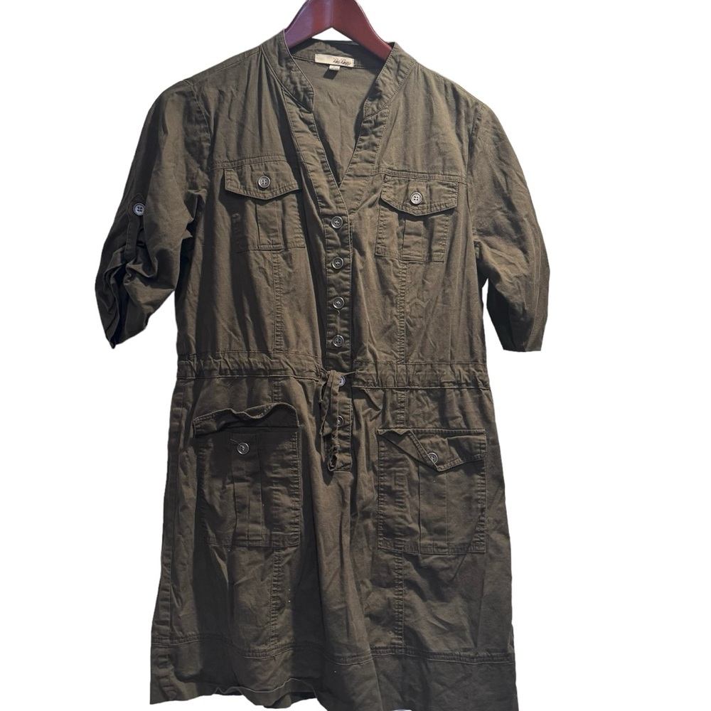Army green dress breathable and comfortable.